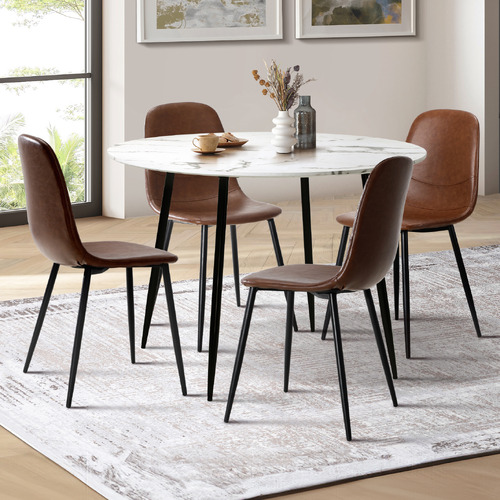 Marble table with leather chairs sale